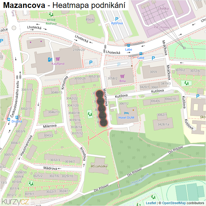 Mapa Mazancova - Firmy v ulici.