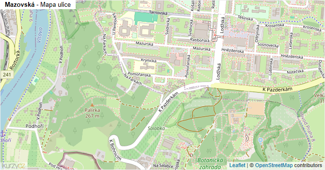 Mazovská - mapa ulice