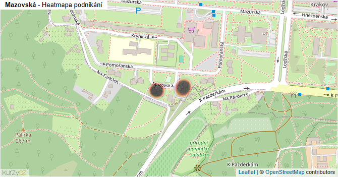 Mazovská - mapa podnikání