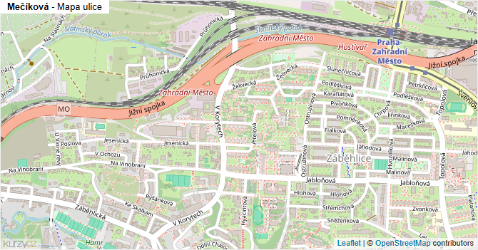 Mečíková - mapa ulice