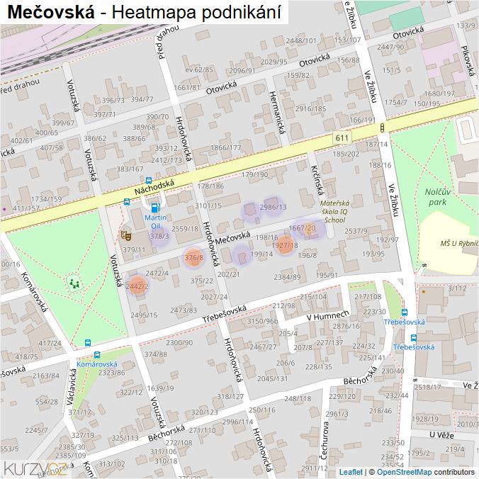 Mapa Mečovská - Firmy v ulici.