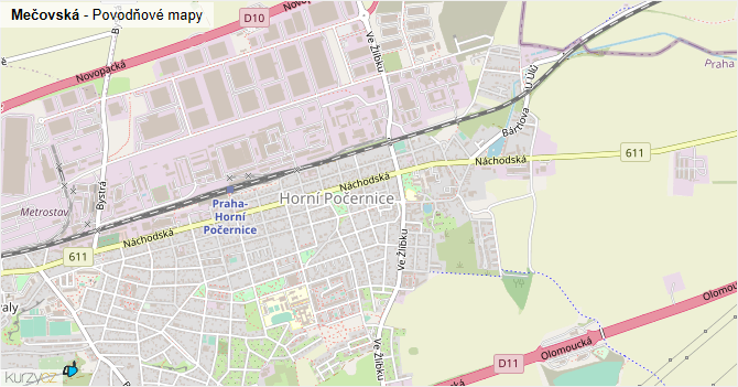 Mečovská - záplavové mapy stoleté vody