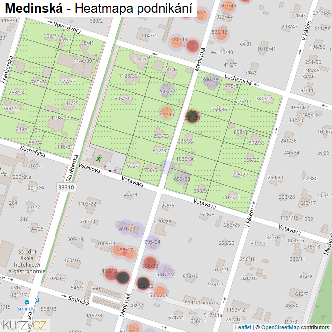 Mapa Medinská - Firmy v ulici.