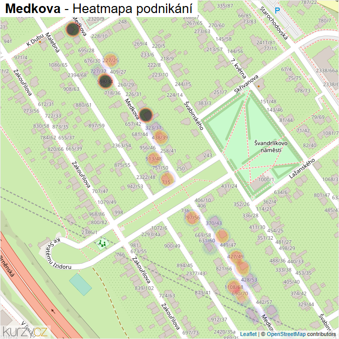 Mapa Medkova - Firmy v ulici.