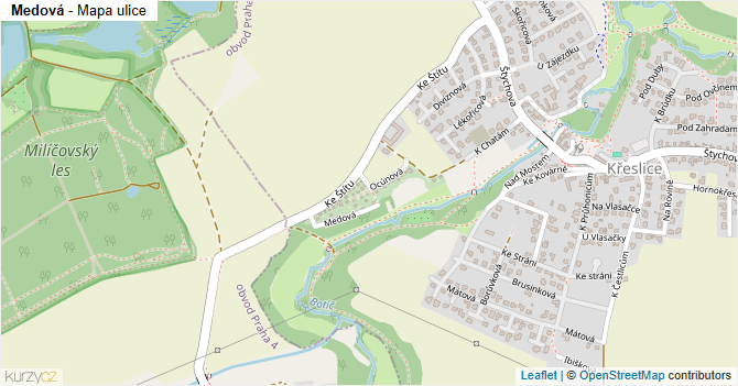 Medová - mapa ulice