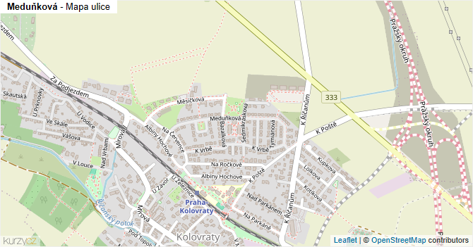 Meduňková - mapa ulice