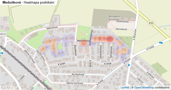 Meduňková - mapa podnikání