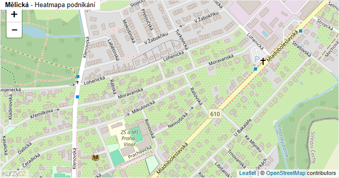 Mělická - mapa podnikání