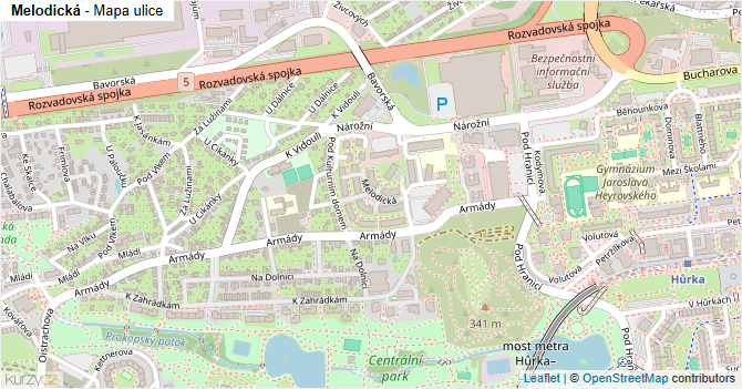 Melodická - mapa ulice
