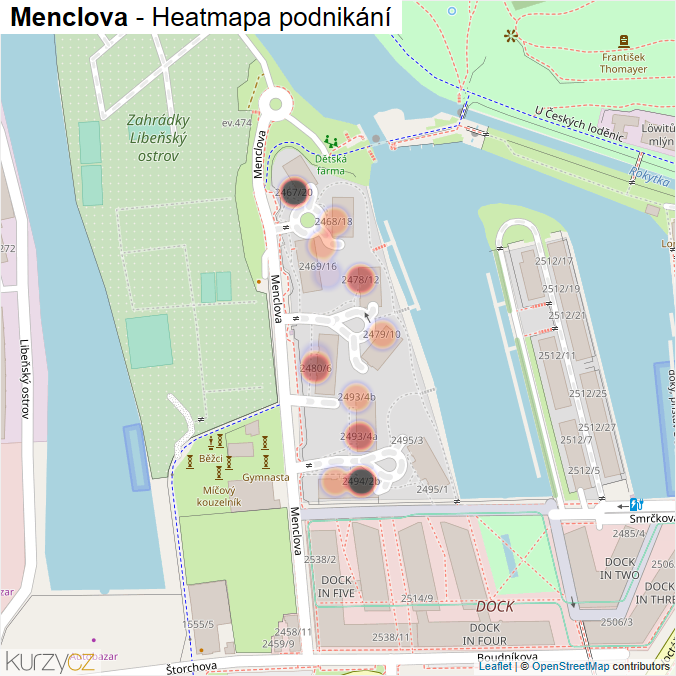 Mapa Menclova - Firmy v ulici.