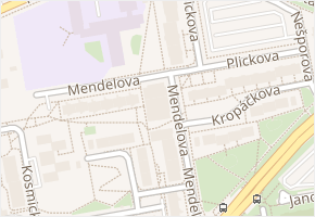 Mendelova v obci Praha 16 - mapa ulice