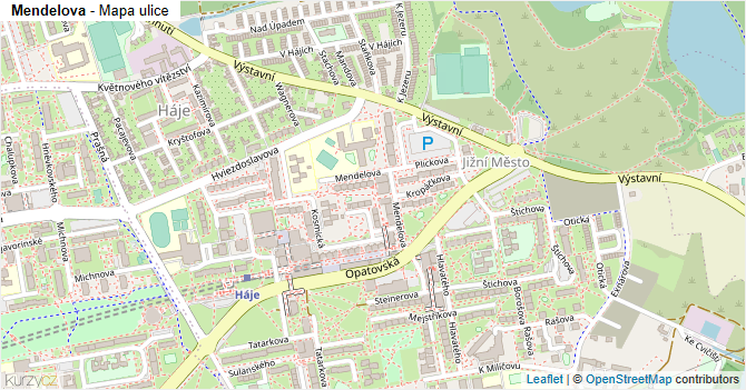 Mendelova - mapa ulice