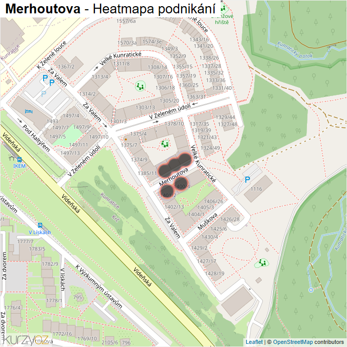Mapa Merhoutova - Firmy v ulici.