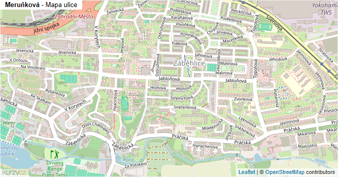 Meruňková - mapa ulice