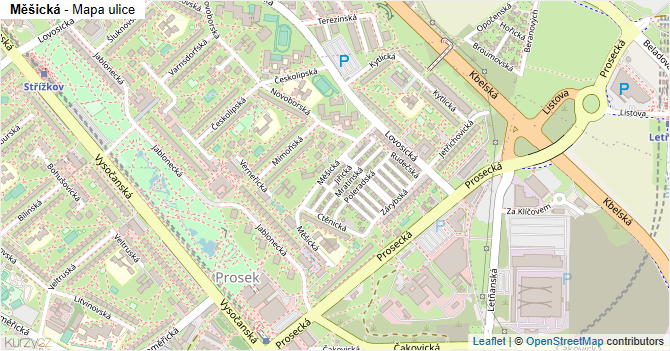 Měšická - mapa ulice