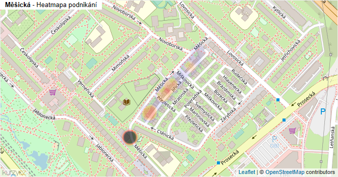 Měšická - mapa podnikání