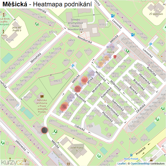 Mapa Měšická - Firmy v ulici.