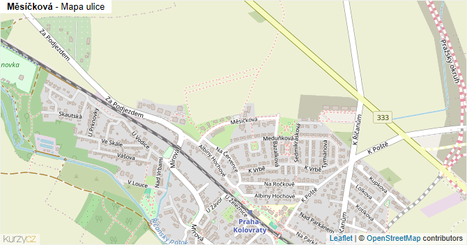 Měsíčková - mapa ulice