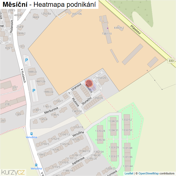 Mapa Měsíční - Firmy v ulici.