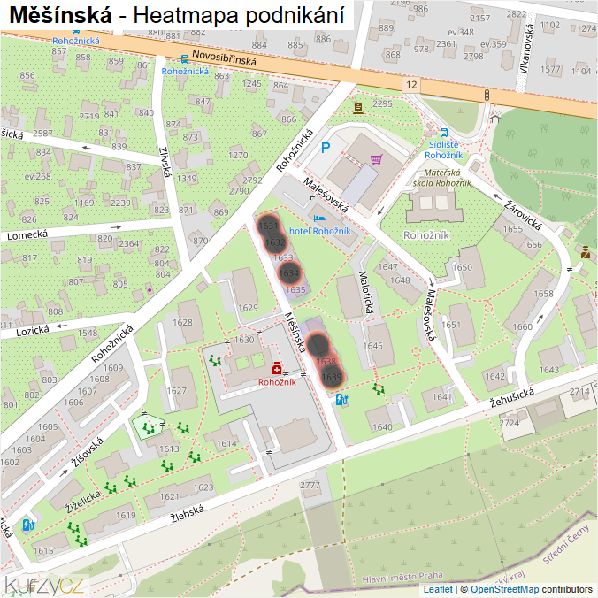 Mapa Měšínská - Firmy v ulici.