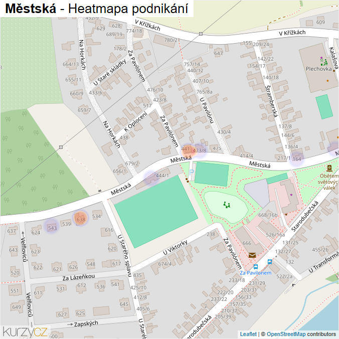 Mapa Městská - Firmy v ulici.
