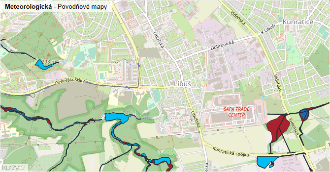 Meteorologická - záplavové mapy stoleté vody