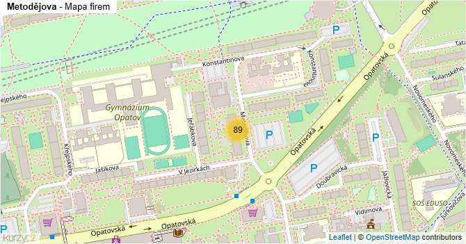 Metodějova - mapa firem