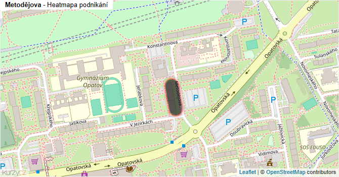 Metodějova - mapa podnikání