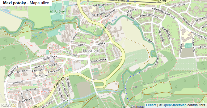 Mezi potoky - mapa ulice