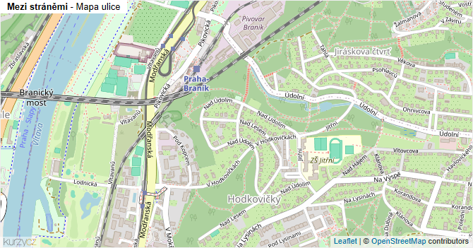 Mezi stráněmi - mapa ulice