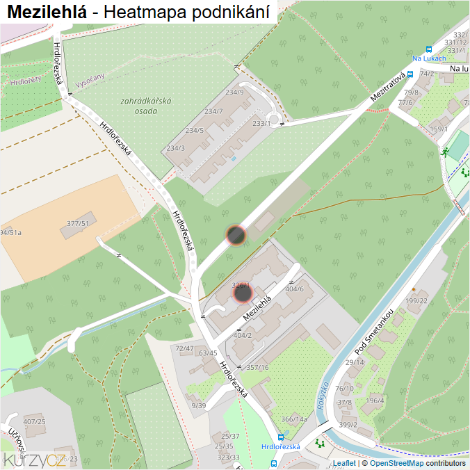 Mapa Mezilehlá - Firmy v ulici.