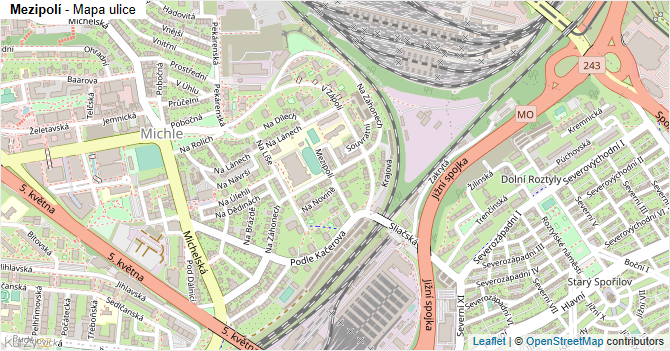 Mezipolí - mapa ulice