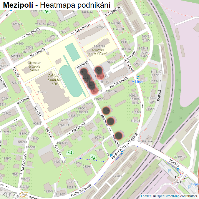 Mapa Mezipolí - Firmy v ulici.