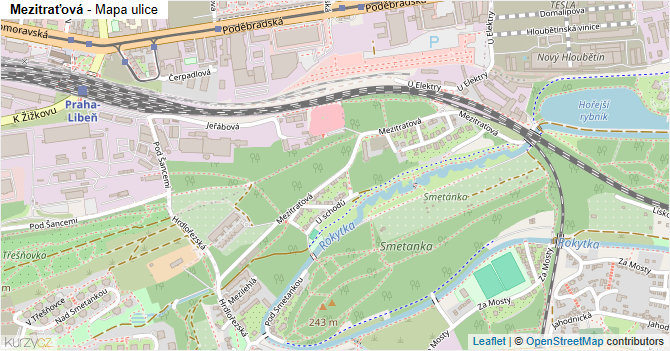 Mezitraťová - mapa ulice