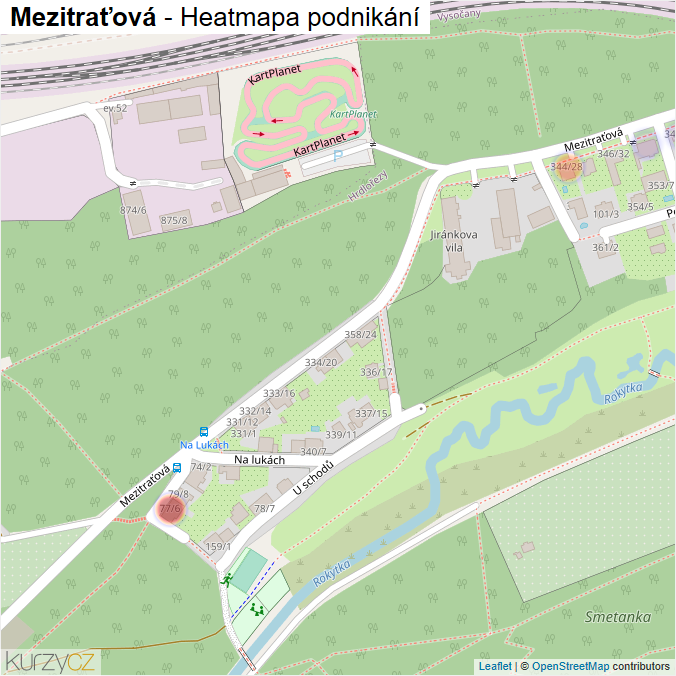 Mapa Mezitraťová - Firmy v ulici.