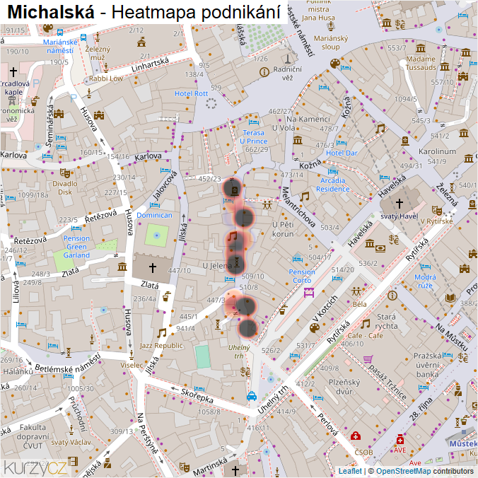 Mapa Michalská - Firmy v ulici.