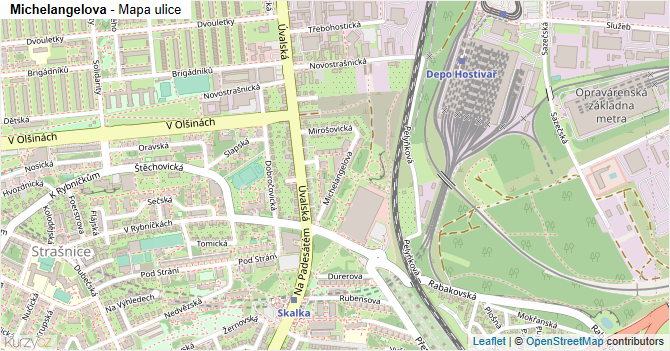 Michelangelova - mapa ulice
