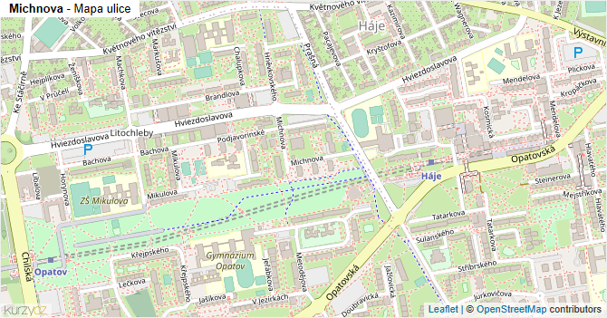 Michnova - mapa ulice