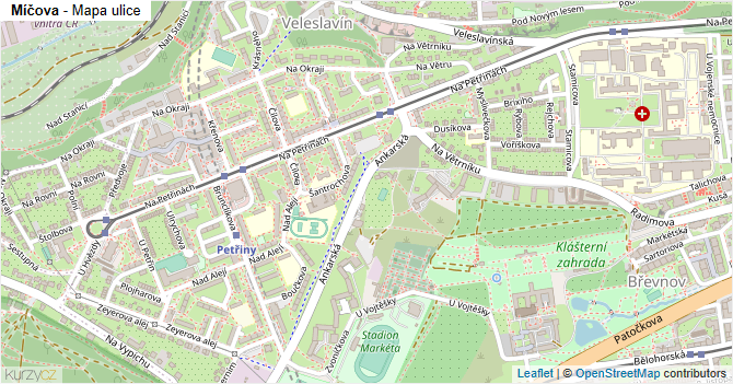 Míčova - mapa ulice