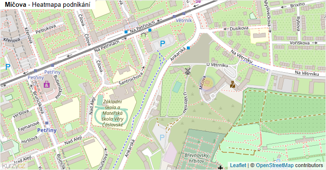 Míčova - mapa podnikání