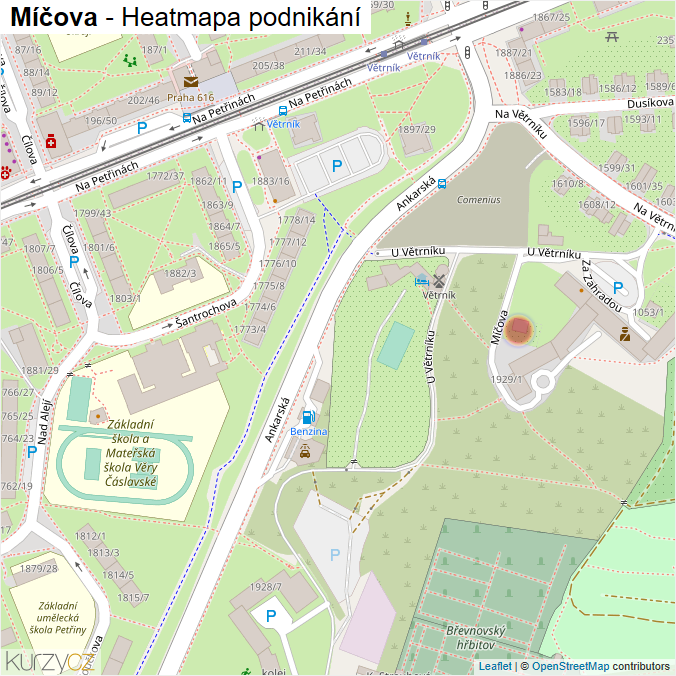 Mapa Míčova - Firmy v ulici.