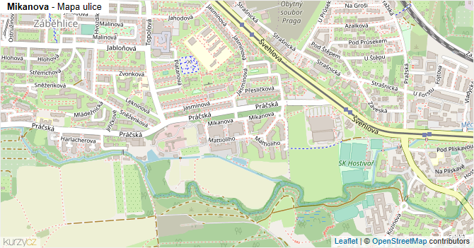 Mikanova - mapa ulice