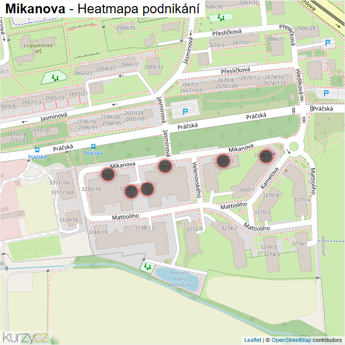 Mapa Mikanova - Firmy v ulici.