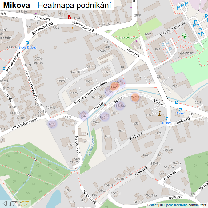 Mapa Mikova - Firmy v ulici.