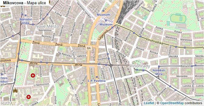 Mikovcova - mapa ulice