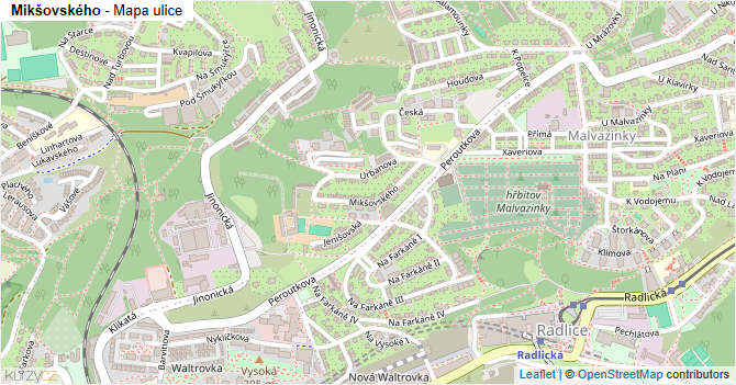 Mikšovského - mapa ulice