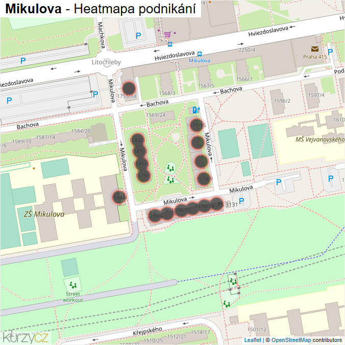 Mapa Mikulova - Firmy v ulici.