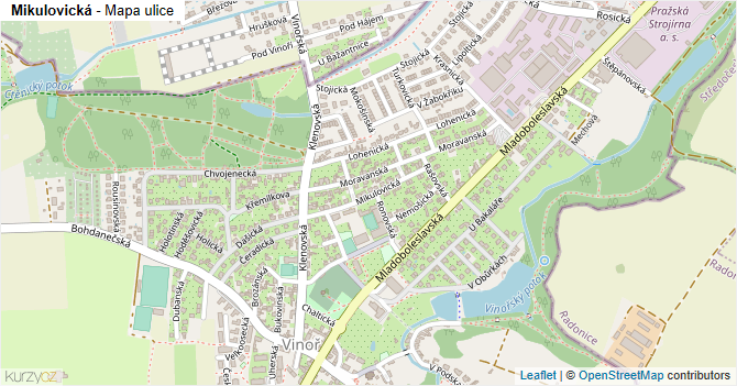 Mikulovická - mapa ulice