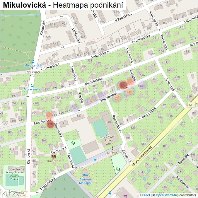 Mapa Mikulovická - Firmy v ulici.