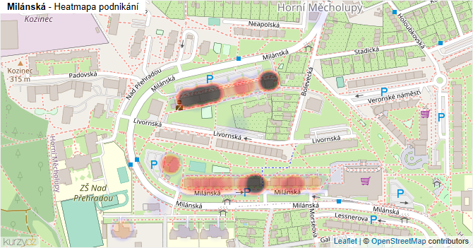 Milánská - mapa podnikání